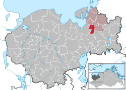 Elhelyezkedése Mecklenburg-Elő-Pomeránia térképén