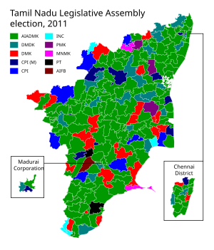 Election map of results based on parties