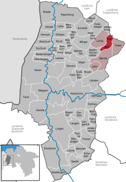 Läget för kommunen Rastdorf i Landkreis Emsland