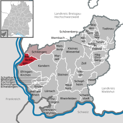 Elhelyezkedése Baden-Württemberg térképén