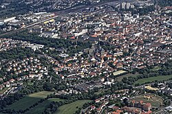 Aerial view of the city center