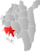 Fredrikstad markert med rødt på fylkeskartet