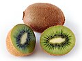 Whole and cut kiwi