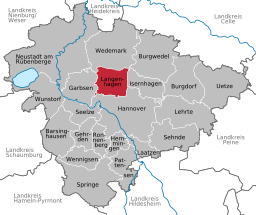 Läget för staden Langenhagen i Region Hannover