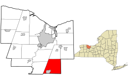 Location in Monroe County and the state of New York.