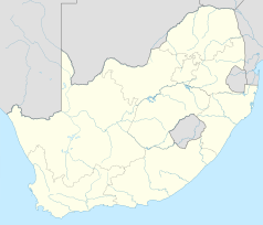 Mapa konturowa Południowej Afryki, blisko centrum na prawo znajduje się punkt z opisem „Winburg”