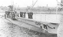 black and white image of E-class submarine