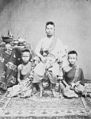 Queen Ang Mey and her daughters wearing sbai in the 1800s