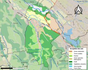 Carte en couleurs présentant l'occupation des sols.