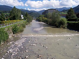 De Dornbirner Ache stroomt in Dornbirn