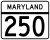 Maryland Route 250 marker