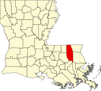 Locatie van Tangipahoa Parish in Louisiana