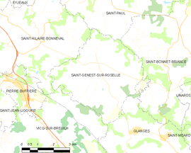 Mapa obce Saint-Genest-sur-Roselle