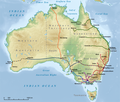 Mapa z pasażerskimi połączeniami kolejowymi w Australii