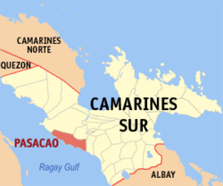 Mapa de Camarines Sur con Pasacao resaltado