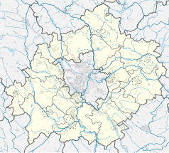 Mapa konturowa powiatu poznańskiego, blisko centrum u góry znajduje się punkt z opisem „Złotkowo”