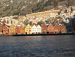 Bryggen i Bergen sett från Strandkajen