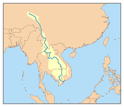 Mekongjoki valuma-alueineen.