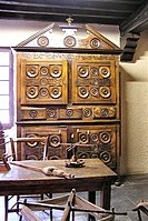 Intricately carved French Oakley style tallboy with under-cabinet instead of a chest of drawers