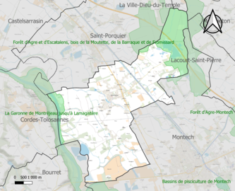 Carte des ZNIEFF de type 1 sur la commune.