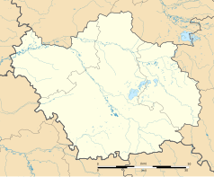 Mapa konturowa Aube, blisko centrum na dole znajduje się punkt z opisem „Machy”