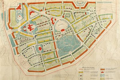 "Enskede trädgårdsstad"; Per Olof Hallmans stadsplan från 1907 och nu gällande stadsplan Pl. 218 från 1922 (norr är till vänster).