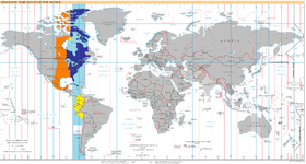 Carte du fuseau horaire.