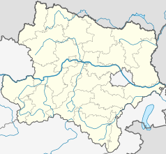 Mapa konturowa Dolnej Austrii, w centrum znajduje się punkt z opisem „Stössing”