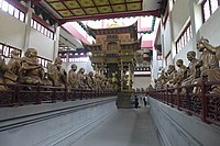 Arhat statues enshrined inside the Hall of the Five Hundred Arhats