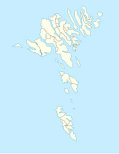 Mapa konturowa Wysp Owczych, na dole znajduje się punkt z opisem „Hvalba”