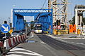 Tijdelijke brug in Zeebrugge in 2011, hier gebruikt voor de kusttram