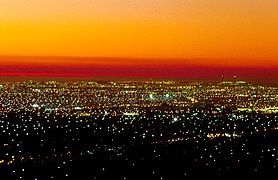 CSIRO image of sunset over the Adelaide Plains in 1992