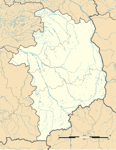 Mapa konturowa Cher, blisko centrum na prawo znajduje się punkt z opisem „Vornay”