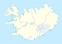 Mapa konturowa Islandii, po lewej nieco na dole znajduje się punkt z opisem „Borgarbyggð”