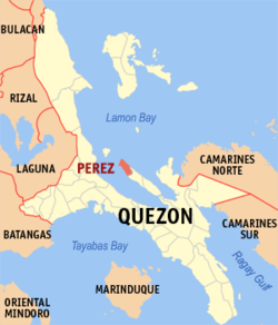 Mapa ning Quezon ampong Perez ilage