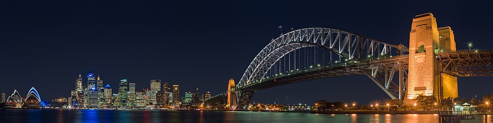 Panorama vido de la urbocentro de Sidnejo