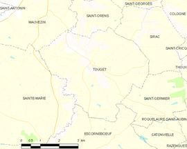 Mapa obce Touget