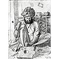 Wood Carver at Shimla, pencil and ink drawing by J. Lockwood Kipling, 1870.