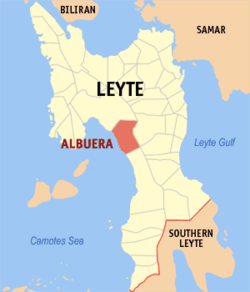 Mapa de Leyte con Albuera resaltado