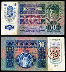 10 Fiume krone provisional banknote (1920)