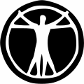 A free logo for humanism, based on the Vitruvian Man.