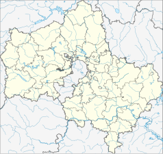 Mapa konturowa obwodu moskiewskiego, u góry nieco na lewo znajduje się punkt z opisem „Klin”