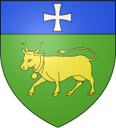 Blason en couleurs représentant une vache surmontée d'une croix.