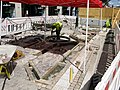 Pflasterarbeiten am Bertoldsbrunnen in Freiburg