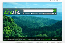 Page d'accueil d’Ecosia en 2010.