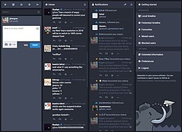 Schermata di Mastodon in una versione recente