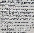 Article du journal La Dépêche de Brest et de l'Ouest présentant le programme de la fête annuelle du village de Loquillec organisée le 18 septembre 1931.