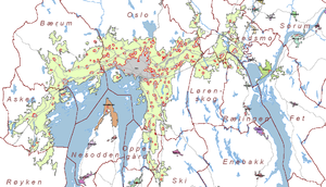 Karta över Oslo tätort (2005)