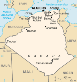 Map of Algeria highlighting Adrar