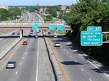 A limited-access road, seen from an overpass